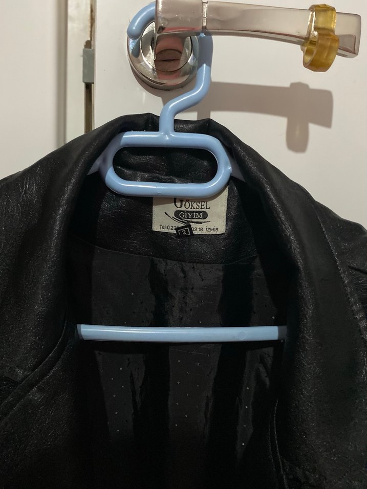 Düğmeli Siyah Deri Midi Trençkot - Görsel 3