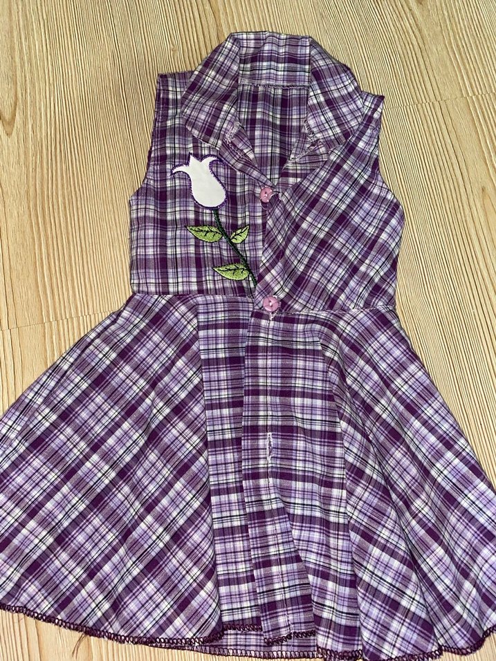 Kız Çocuk Mor Düğmeli Kolsuz Elbise - Görsel 3