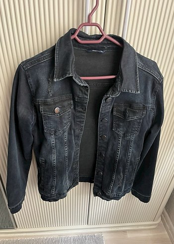 Gri Kadın Denim Ceket Düğmeli - Görsel 2