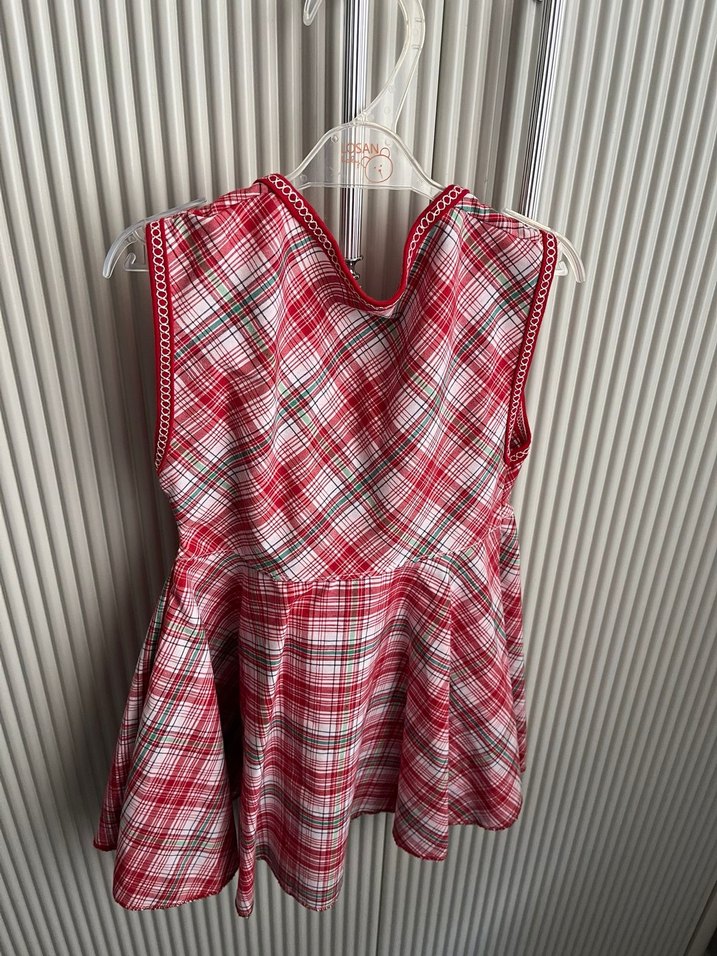 Kız Çocuk Kırmızı Ekose Elbise - Görsel 2