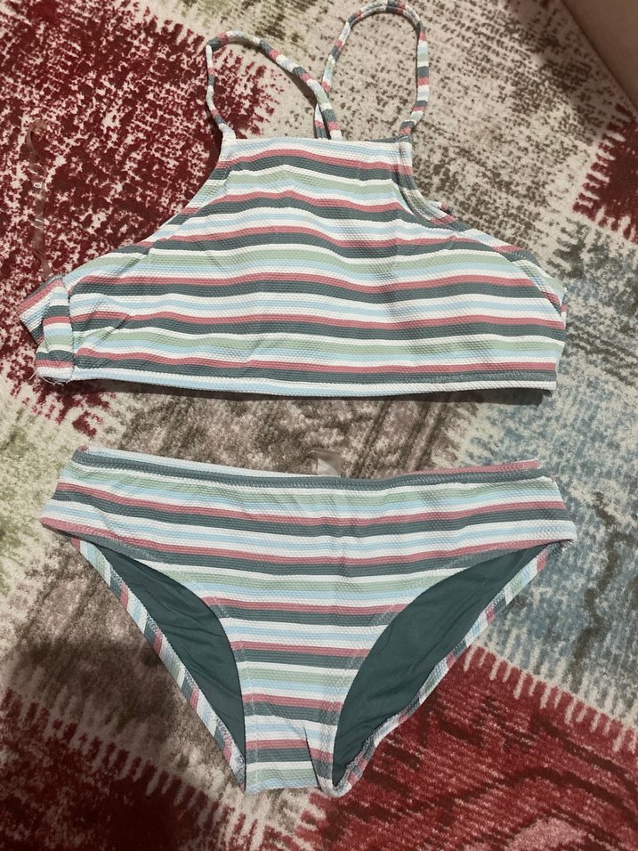 Çok Renkli Çizgili Mini Bikini Takımı - Görsel 2