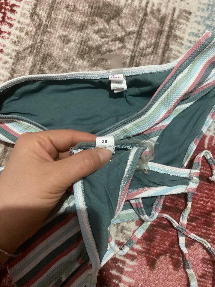 Çok Renkli Çizgili Mini Bikini Takımı - Görsel 4