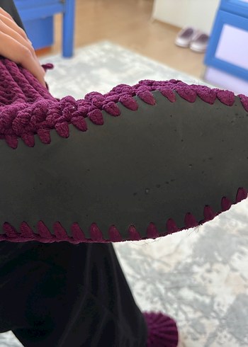 Mor Örgü Kız Ev Terliği - Görsel 5