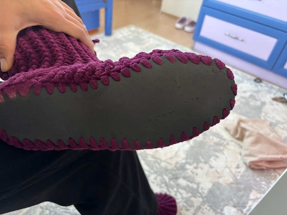 Mor Örgü Kız Ev Terliği - Görsel 5