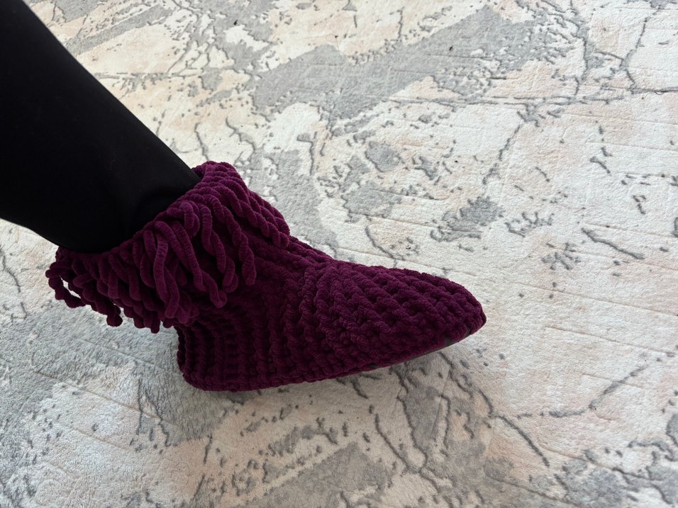 Mor Örgü Kız Ev Terliği - Görsel 3