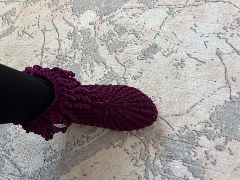 Mor Örgü Kız Ev Terliği - Görsel 4