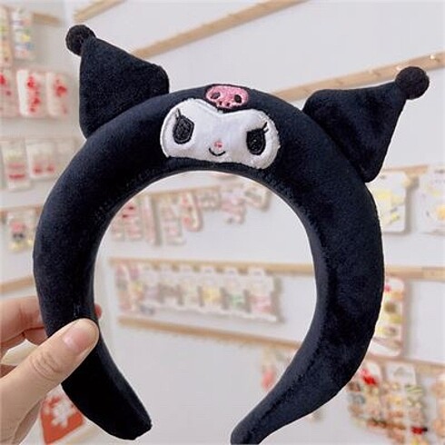 Siyah Anime Harajuku Kuromi Face Peluş Taç