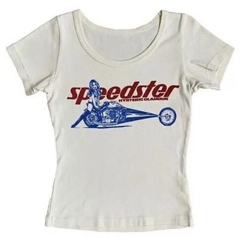 Beyaz Speedster Racing Kısa Kollu Crop