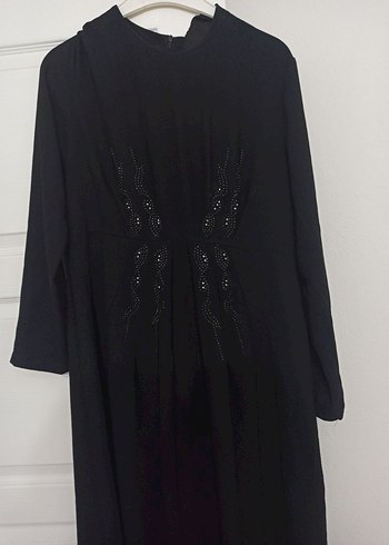 Uzun Siyah Gotik Nakışlı Elbise - Görsel 2