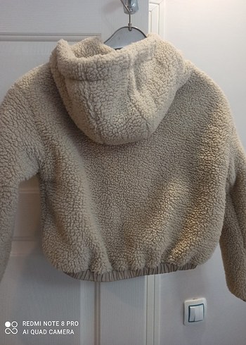 Kürklü Kısa Bej kız çocuk Mont - Görsel 2