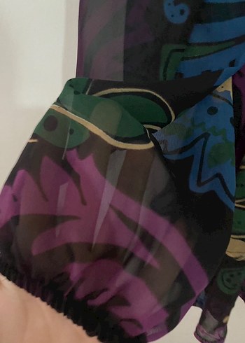 Bohem Desenli Mini V Yaka Elbise - Görsel 2