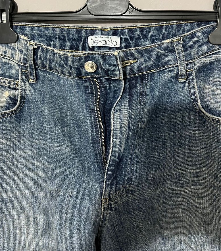 Gri Mavi Rahat Kesim Kadın Kot Pantolon - Görsel 2