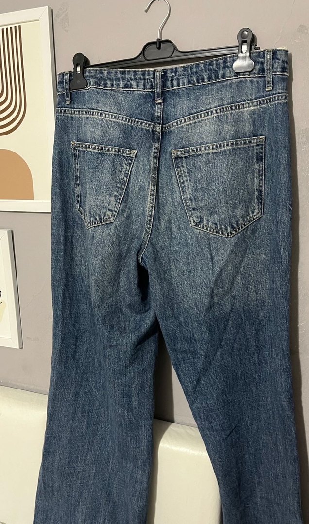 Gri Mavi Rahat Kesim Kadın Kot Pantolon - Görsel 3