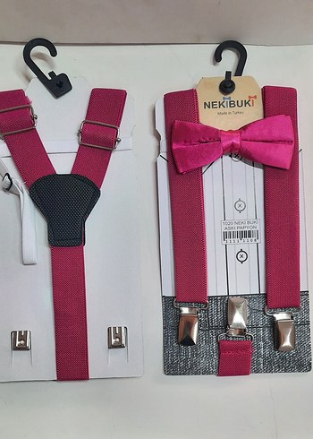 fuşya Çocuk Papyon ve Askı Seti - Görsel 3