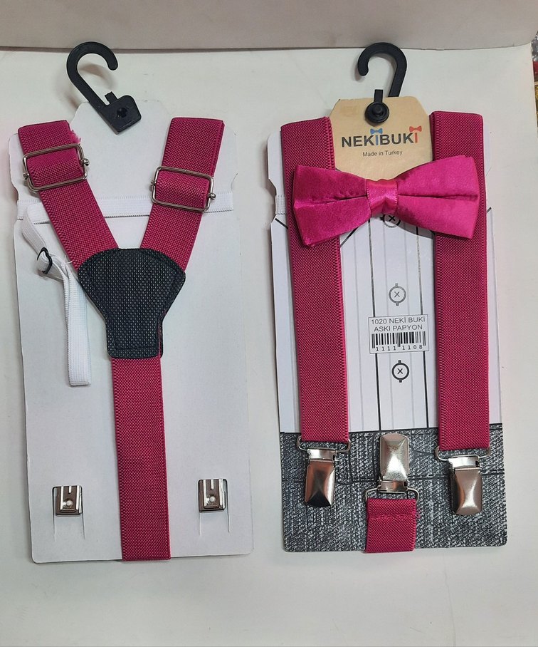 fuşya Çocuk Papyon ve Askı Seti - Görsel 2