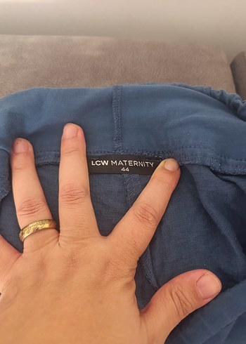 Gri Keten Hamile Mini Şort - Görsel 5