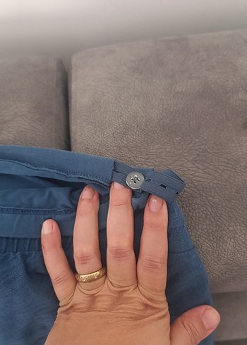 Gri Keten Hamile Mini Şort - Görsel 4