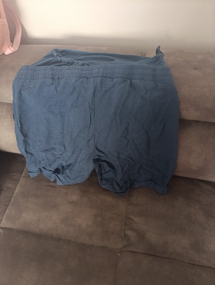 Gri Keten Hamile Mini Şort - Görsel 2