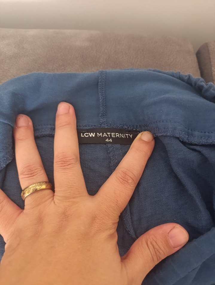 Gri Keten Hamile Mini Şort - Görsel 5