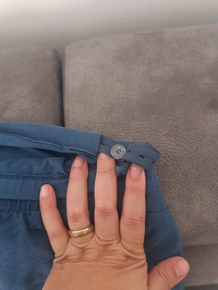 Gri Keten Hamile Mini Şort - Görsel 4