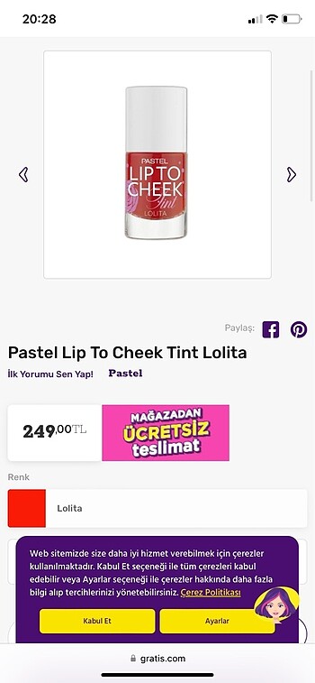 Pastel Pastel lip to cheek lolita bakım yağı