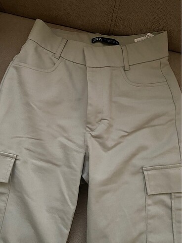 Zara krem rengi kargo pantolon