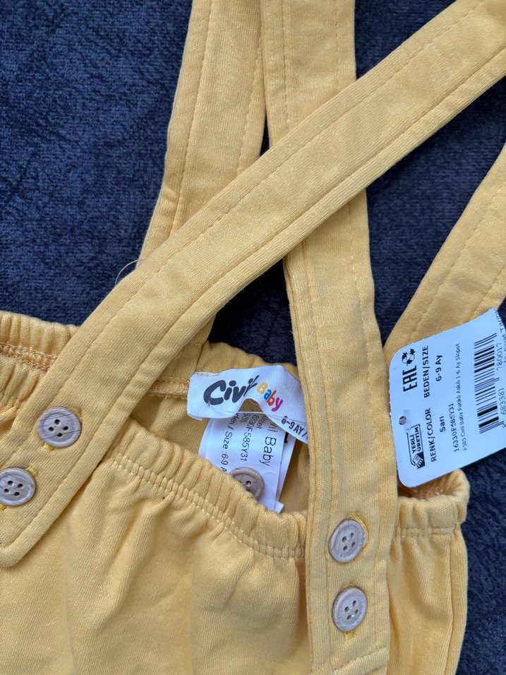 Sarı Erkek Çocuk Askılı Tulum - Görsel 4