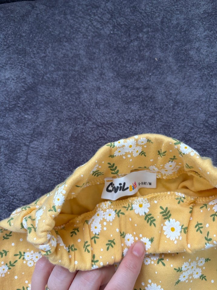 Çiçek Desenli Sarı Kız Bebek Pantolon - Görsel 3