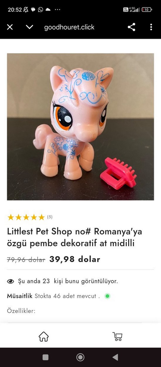Littlest Pet Shop no# Romanya'ya özgü pembe dekoratif at midilli - Görsel 4