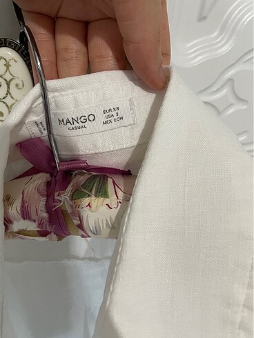 xs Beden beyaz Renk Mango salaş keten gömlek