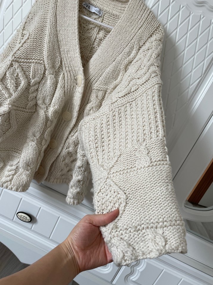 Zara krem Bohem Örgü Hırka S-M - Görsel 5