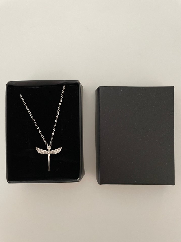 Zarif Zincir Detaylı Kanatlı Kadın Kolye - Görsel 2