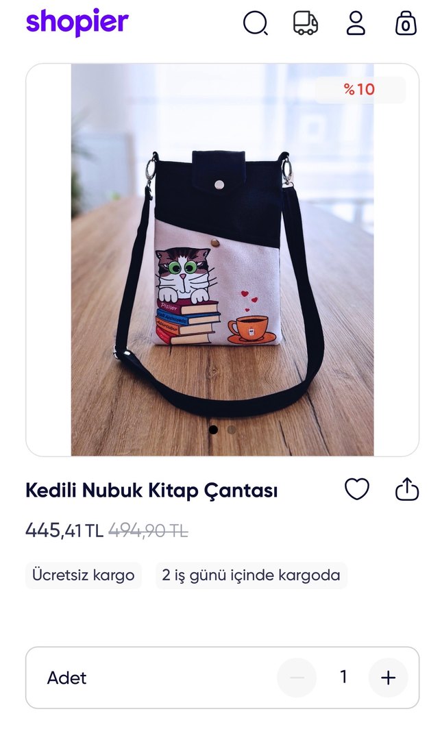 Kedi desenli nubuk kitap Çantası - Görsel 5
