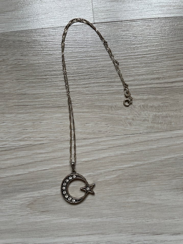 Ay yıldız gümüş kolye - Görsel 2