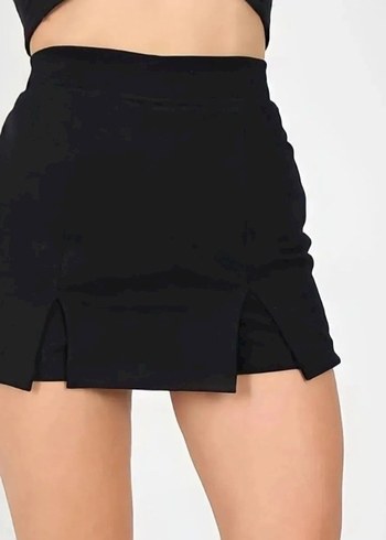 Zara Kadın Siyah Yüksek Bel Mini Şort Etek