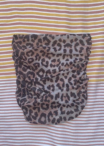 Leopar Desenli Straplez Crop
