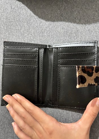 Kahverengi Leopar Desenli Süet Fermuarlı Cüzdan - Görsel 5