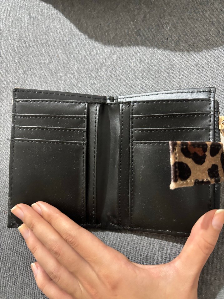 Kahverengi Leopar Desenli Süet Fermuarlı Cüzdan - Görsel 5