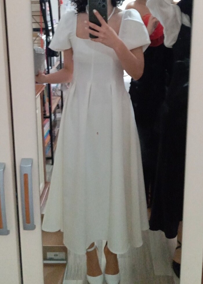 uzun beyaz elbise - Görsel 3
