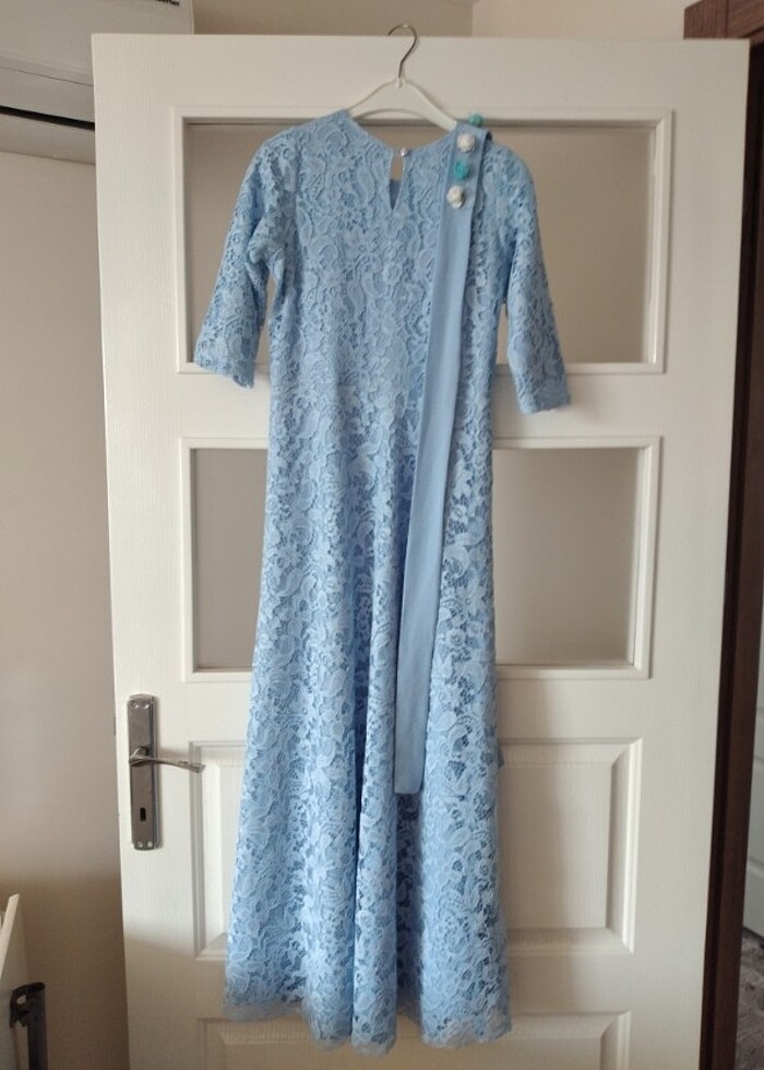 uzun mavi elbise - Görsel 2