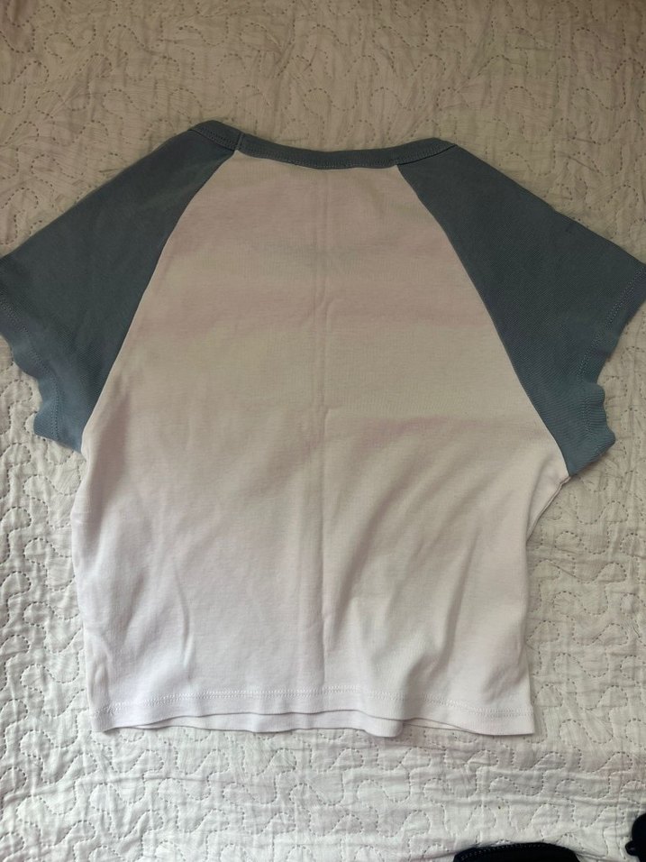 mavi/beyaz, baskılı crop - Görsel 4