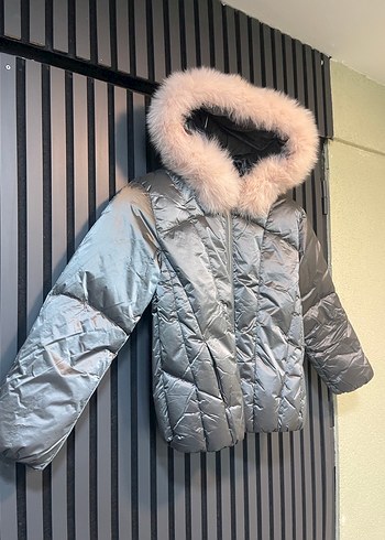 TYESS KIZ ÇOCUK GRİ KÜRKLÜ MONT - Görsel 4