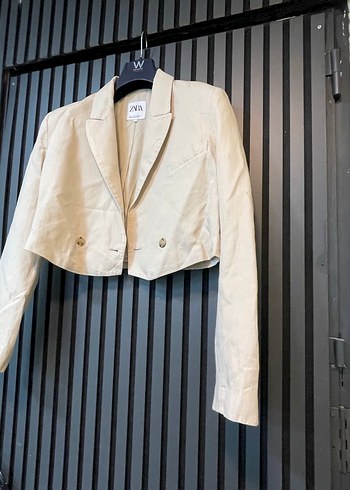 ZARA KETEN BLAZER CROP CEKET - Görsel 5