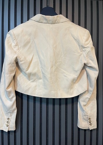 ZARA KETEN BLAZER CROP CEKET - Görsel 7