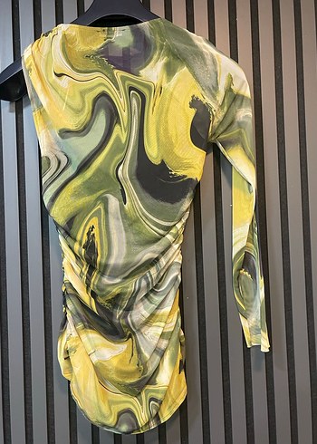 ZARA EKRU TEK OMUZ MİNİ ELBİSE - Görsel 6