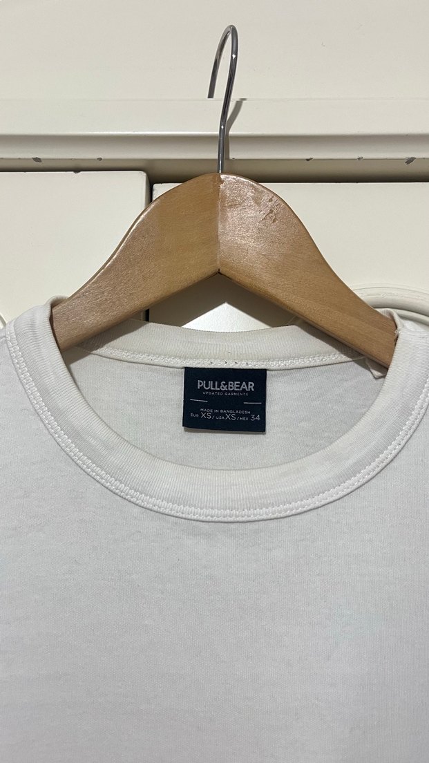 Pull and bear Beyaz Cep Detaylı Erkek Tişört - Görsel 3