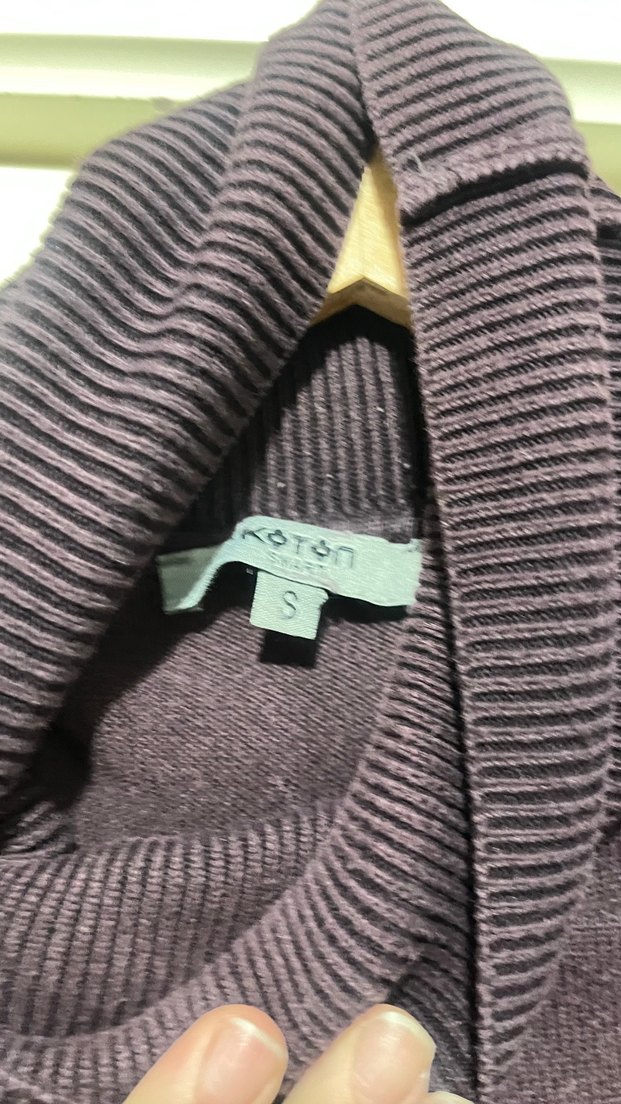 Bordo Boğazlı Örme Kazak - Görsel 3