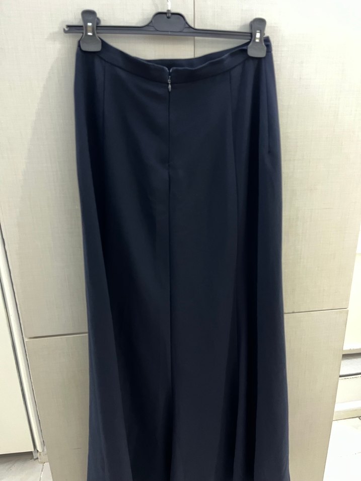 Lacivert Uzun Drapeli Kadın Etek - Görsel 3