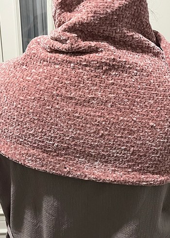 Kadife şal pudra pembesi - Görsel 3