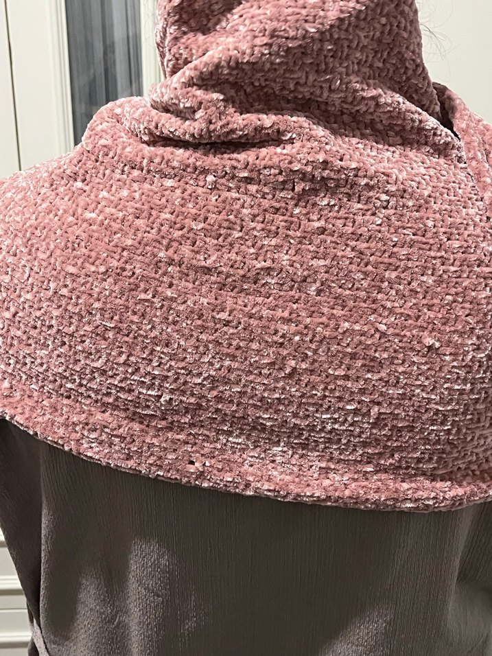 Kadife şal pudra pembesi - Görsel 3